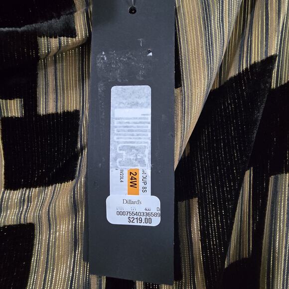 Donna Karan Velvet Burnout Sheath Dress 24W Black Gold Elegant Party Cocktail - Picture 9 of 14